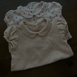 Sofia Grainge Girls' Pink Collared Short-Sleeve rompers